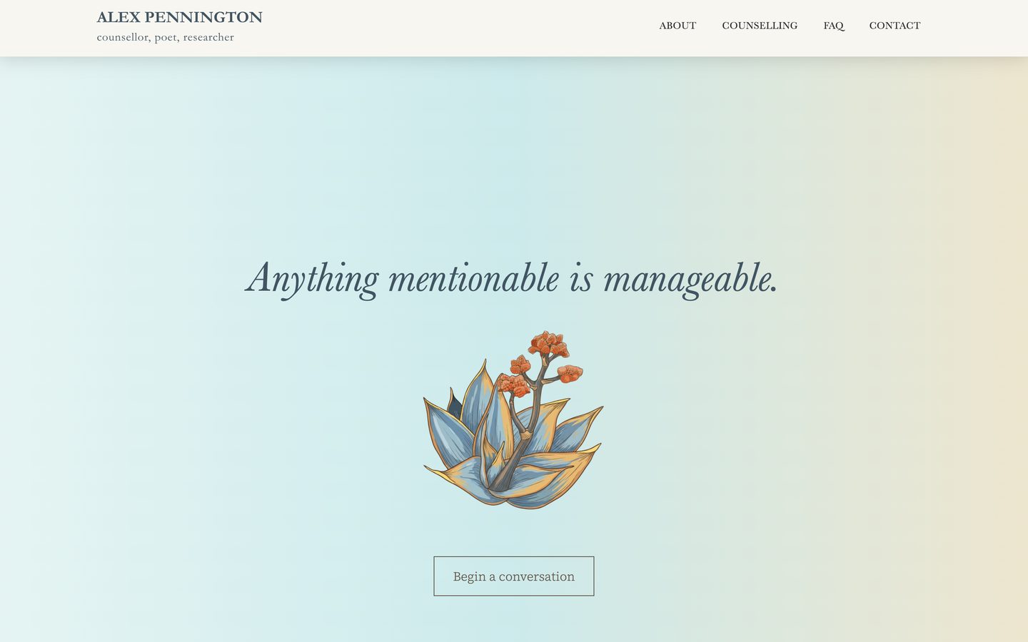 Homepage of the Alex Pennington website