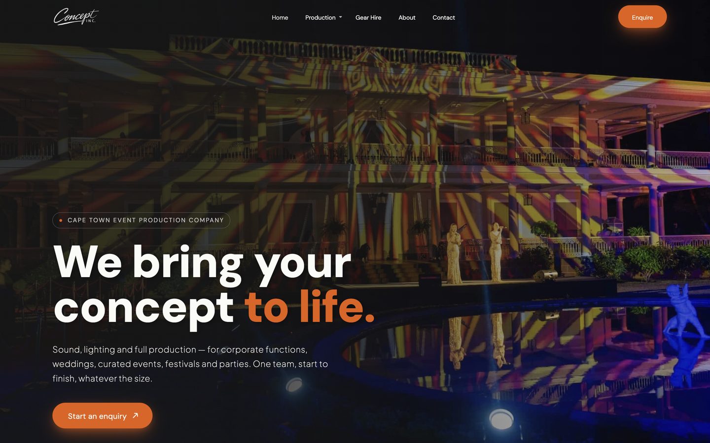 Homepage of the Concept Inc website