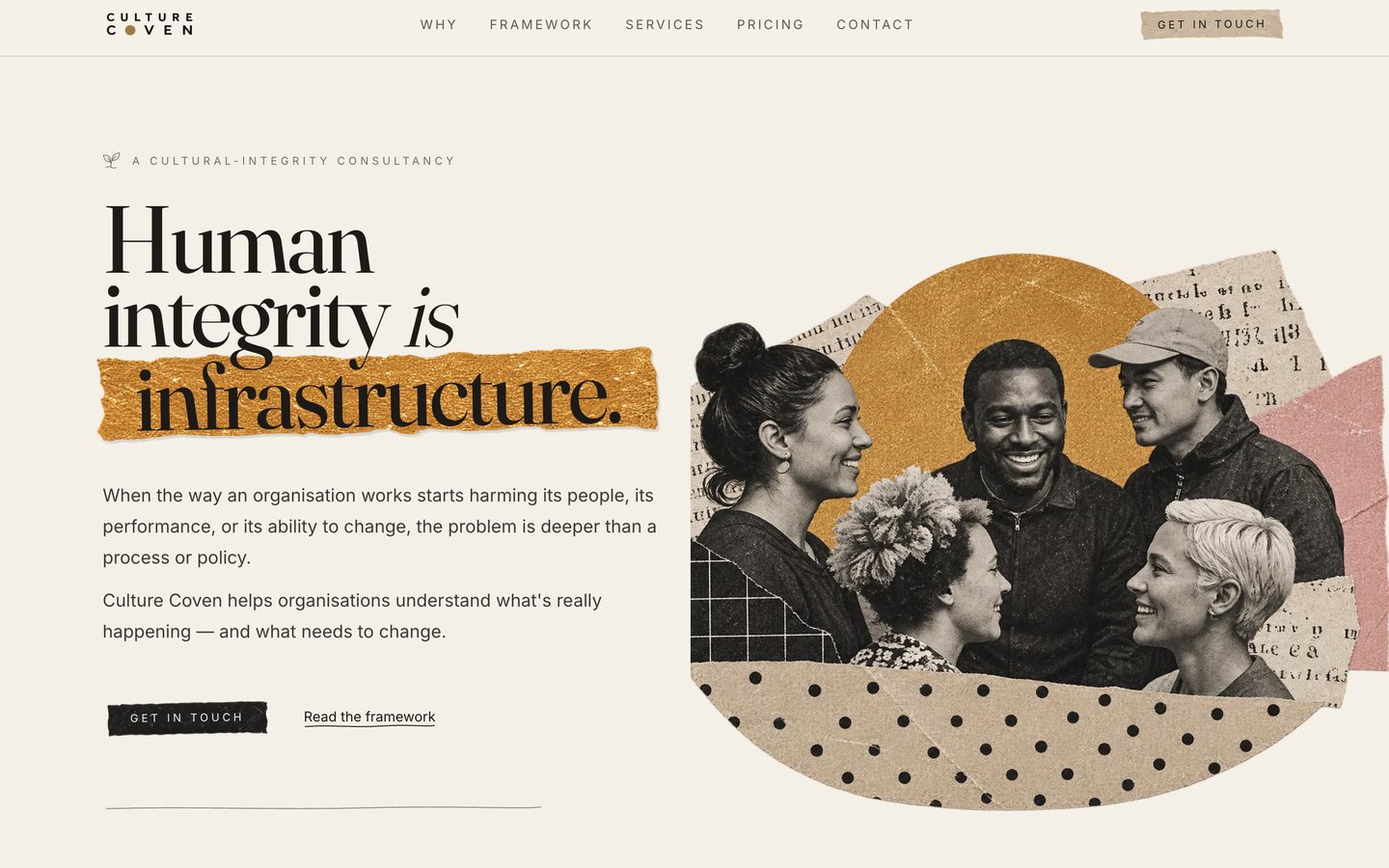 Homepage of the Culture Coven website