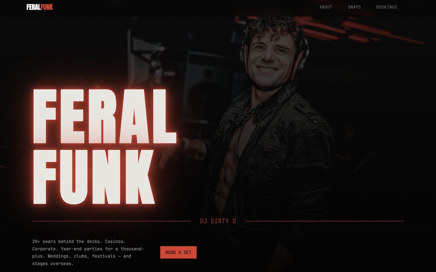 Homepage of the Feral Funk website