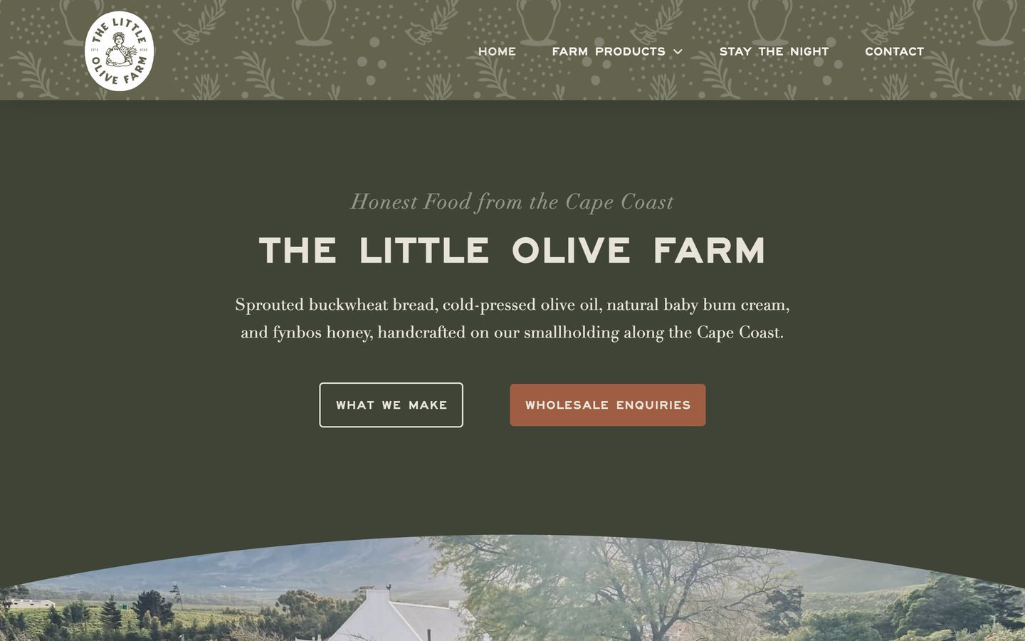 Homepage of The Little Olive Farm website